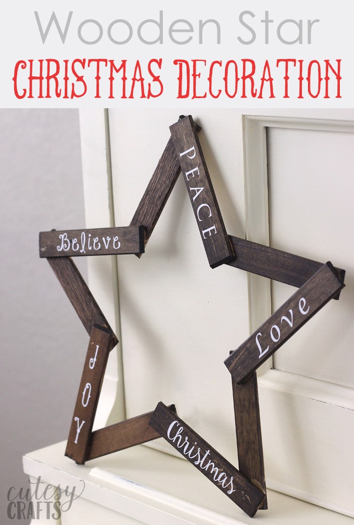 Wooden Star DIY Christmas Decoration - Cutesy Crafts